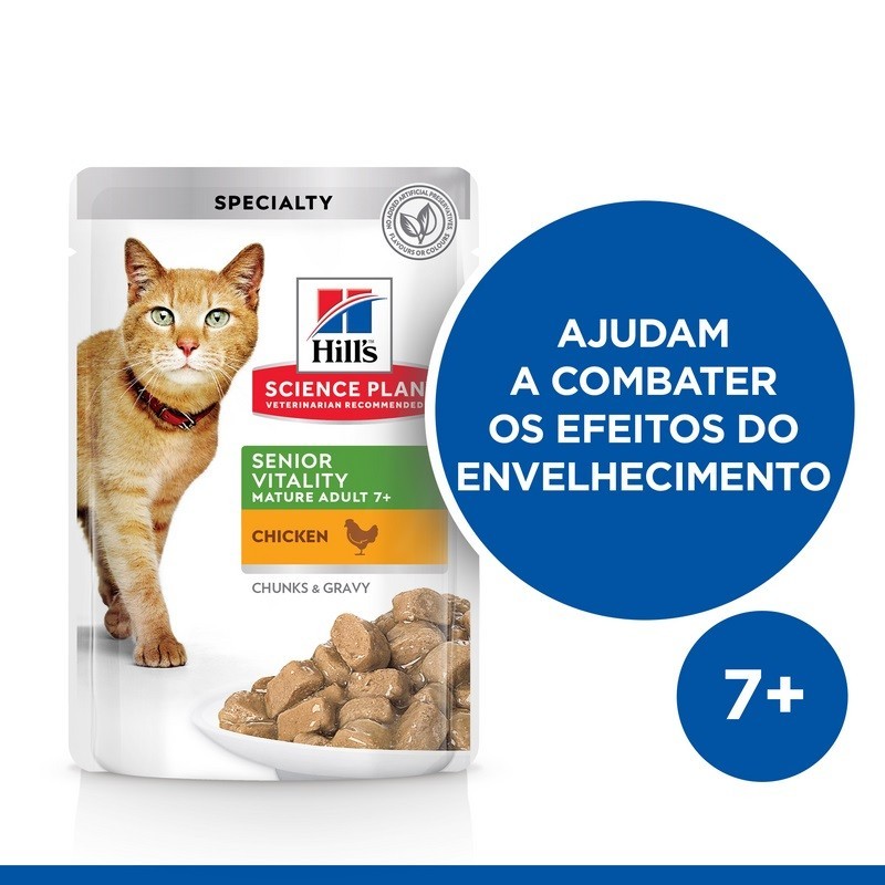 Comida húmida para gato hill´s science plan feline senior vitality pollo (bolsita)