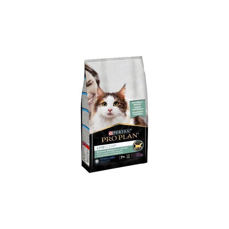 Ração para gato purina pro plan cat liveclear sterilised adult 7+ turkey